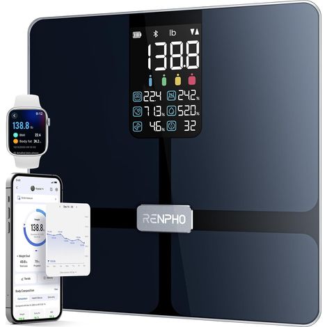 Balance Pese Personne avec Grand écran, Balance Impédancemètre ultra précis, Pese Personnes intelligente avec application, Balance Connectée ITO, noir, Elis 2X (1/5)
