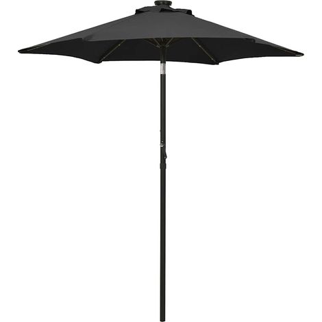 Parasol de jardin-Parasol de balcon avec lumières LED noir 200x211 cm aluminium 633420 (1/5)
