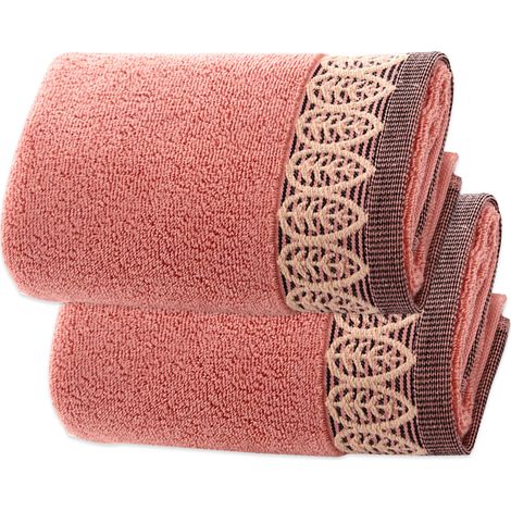 Serviettes pour les mains en coton absorbant et doux (lot de 2, 34 x 75 cm) pour les mains, le visage, la salle de sport et le spa (3 couleurs) (1/5)