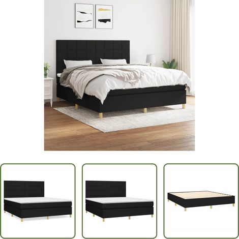 Matelas à ressorts ensachés -  Sommier à lattes de lit avec matelas Noir 180x200 cm Tissu (1/5)