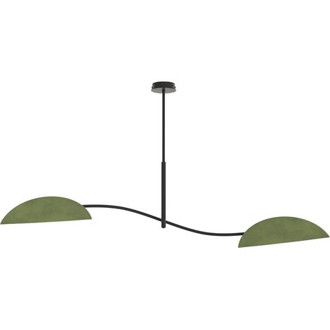 Lampada a Sospensione Lotus, Metallo, Tessuto, Verde, 105x54x18 cm