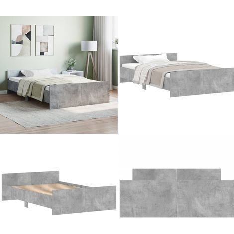 Bettgestell mit Kopf- und Fußteil Betongrau 120x190 cm - Beton Grau - Holzrahmen - Massivholzbette - Kiefernbettgestell - Lattenrost - Home & Living (1/5)