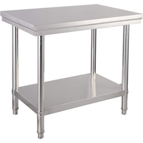COSTWAY Mesa de Trabajo Acero Inoxidable Cocina 92x61x90 Centímetros Mesa con Estante para Preparación de Alimentos 92 x 61 x 90 cm (1/4)