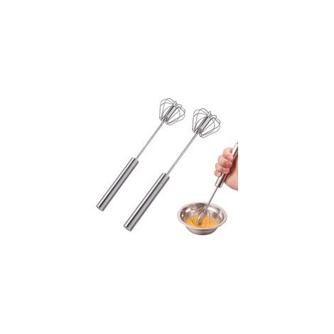 Batteur À Oeufs Semi Automatique, Batteur À Oeufs En Acier Inoxydable, Batteur À Oeufs De Cuisine, Pousseur À Main Batteur À Oeufs Rotatif Mélange Les Ingrédients En Douceur - Portable