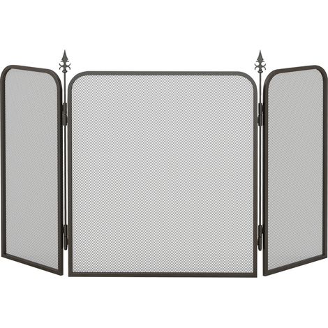 Pare-étincelles pliable à 3 panneaux pour cheminée, salon ou chambre, en métal, 96 x 56 cm, noir (1/5)