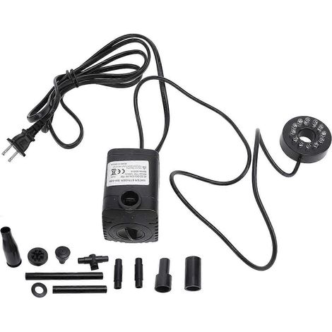 Tauchpumpe für Springbrunnen, 600 l/h, Schutzart IP68, Außenwasserpumpe mit 12 LED-Leuchten, US-Preis