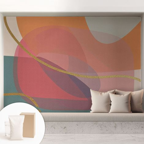 Tapete Vliestapete mit Kleber- abwaschbar - Raumgestaltung Schlafzimmer Wohnzimmer Tapete Bunte Formen 208x146 cm (1/5)
