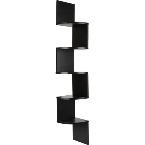 HALOYO Scaffale Mensole Angolare a Parete con 5 Ripiani Mobile di Legno per Cucina Camera da Letto Soggiorno 2020120cm nero