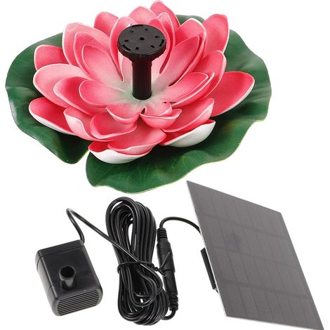 Fontaine Solaire Flottante pour Bassin D’extérieur Forme Lotus Décorative, 7v 1.2w, Couleur Cerise, Fontaine de Jardin Écologique sans Pile, pour Piscine et Étang (1/5)