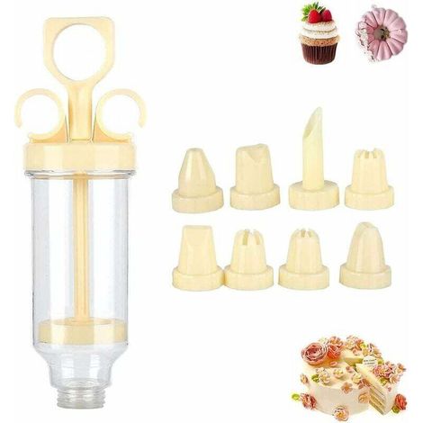 Dekorierspritze, Tortenspritze, Gebäckspritze, Schokoladenspritzenstift mit 8 verschiedenen Düsen (1/4)