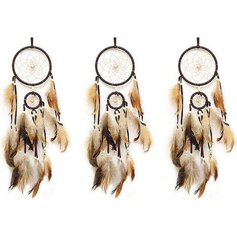 3 atrapasueños marrones, atrapasueños decorativos para sala de estar, atrapasueños para colgar en la pared, decoración, festival, regalo (1/4)