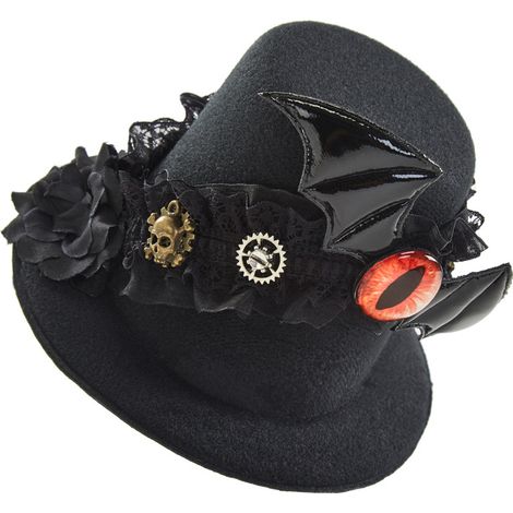 Lolita Steampunk Zahnrad Totenkopf Gay Retro Zylinder Gothic Dunkle Fledermausflügel Comic Con Haaraccessoire (1/5)
