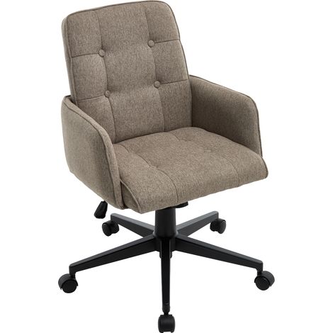 CHAIRUS Office Chair in Linen Upholstered Modern Desk Chair Height Adjustable Swivel Chair with Wheels for Home Office Bedroom Workplace, Brown (1/5)