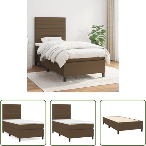 vidaXL Tête de lit réglable - Sommier à lattes de lit avec matelas Marron foncé 90x190 cm (1/5)
