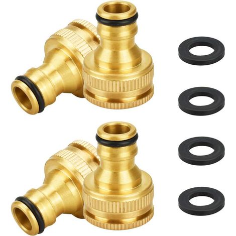 4 Pcs Raccord Tuyau Arrosage en Laiton Adaptateur Tuyau Robinet Fileté Adaptateur Robinet Embout Arrosage Anti-Rouille Facile Installation pour Robinet Cuisine Jardin Intérieur Extérieur (1/5)