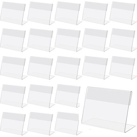 Etiqueta, 30 soportes de etiquetas de precio de acrílico, paneles de escritorio de acrílico, pequeño, soporte de etiquetas de acrílico 8 x 5 cm, soporte de etiquetas de precio transparente, adecuado p (1/5)
