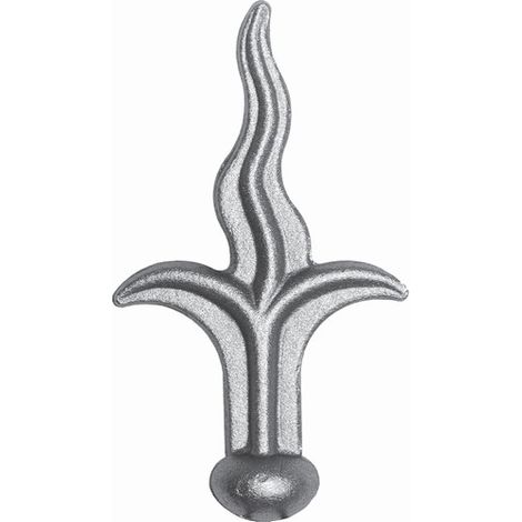 Pointe de lance flamme - Hauteur 140mm largeur 90mm base ronde pleine Ø25mm - Fer forgé - À souder - DECO FER FORGE