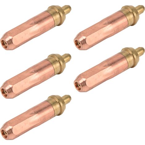 Lot de 5 embouts de coupe au gaz propane oxygène pour chalumeau soudeuse calibre 1 diamètre 1.8mm épaisseur 100-150mm consommables rechange laiton cuivre (1/5)