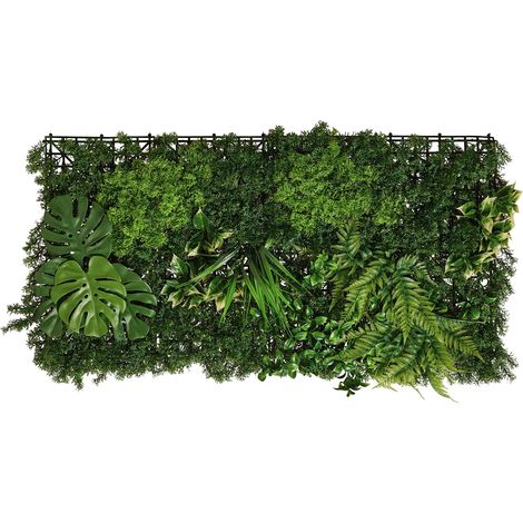 Set 4 Pezzi Arella Siepe Sintetica Bosco Verdemax 50x100 cm in LDPE Resistente ai Raggi UV Verde