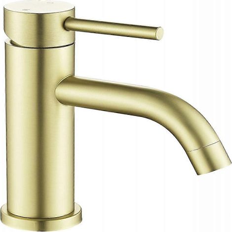Robinet de lavabo doré, robinet de salle de bain simple, mitigeur de lavabo doré brossé, robinet de salle de bain moderne en acier inoxydable