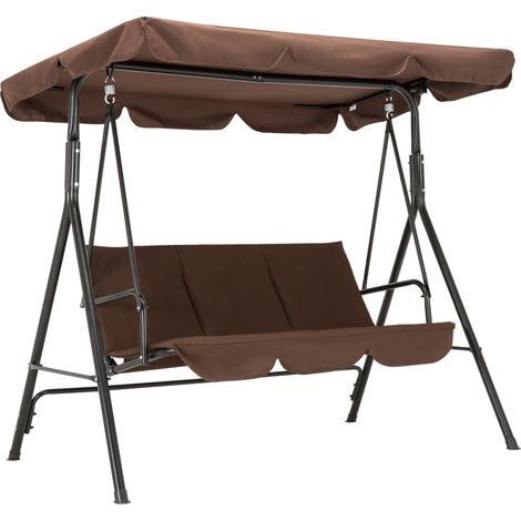 M MCombo 3-Sitzer Hollywoodschaukel Gartenschaukel Gartenliege Schaukelbank 8003 Braun