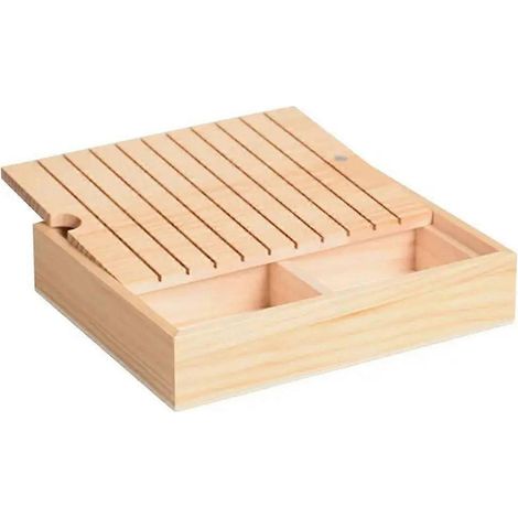 Étagère de rangement en bois pour fils à broder, avec 10 longs compartiments, 3 séparateurs inférieurs et un support de rangement pour bobines de matériel de couture. (1/5)