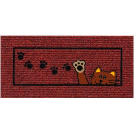 Zerbino Antiscivolo Salva Gradino 25x50 Assorbente Tappeto Ingresso Morbido 100% Made In Italy Gatto - Bordeaux