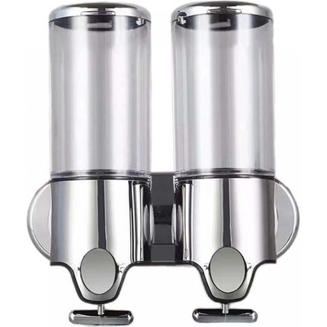 Dispensador de jabón de pared (2 unidades, 500 ml) - Dispensador manual de jabón de manos - Dispensador de champú y gel de ducha para baño, cocina y aseo (1/4)