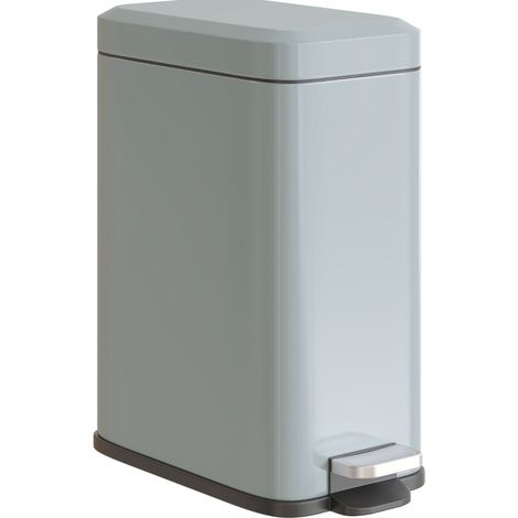 Cestino da bagno in metallo grigio con pedale e secchio interno rimovibile 5 L (1/5)