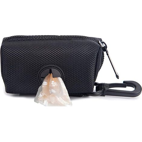 Distributeur de sacs pour chien 2 pièces, distributeur de sac à litière pour chien, distributeur de sac poubelle pour chien, accessoires de course et de randonnée pour animaux de compagnie (noir et bl (1/4)
