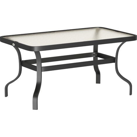 AMXCNOY Table d'appoint en verre trempé, table basse, table d'appoint design ondulé, coins arrondis, table de balcon, table de jardin, table console, table à thé, mobilier de jardin pour salon, jardin (1/5)
