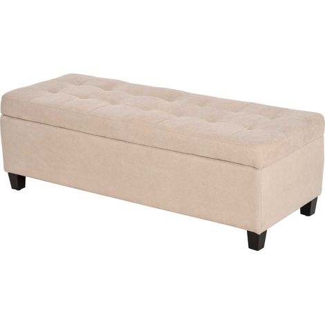 Banquette capitonnée à boutons avec rangement 125x49x41,5 cm beige
