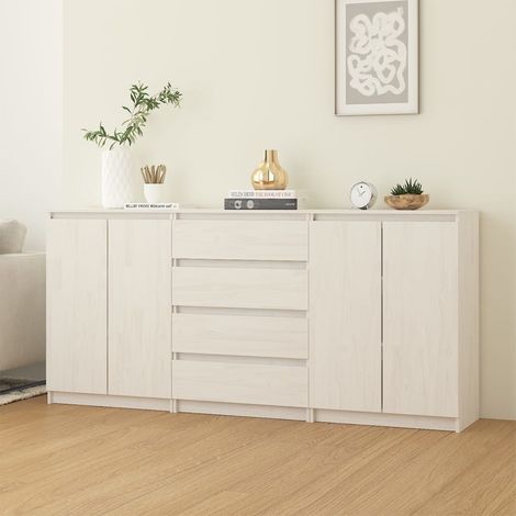 Armario auxiliar 3 unidades madera maciza de pino blanco vidaXL (1/5)