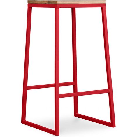 Sgabello da bar di design industriale - Legno e metallo - 76cm - Big Boy Rosso (1/5)