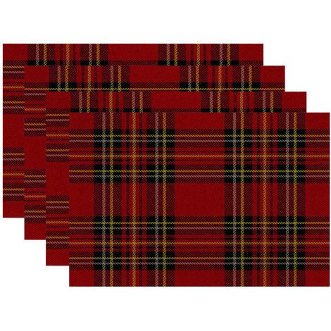 Sets de table de Noël Xiyin, décoration de restaurant à carreaux, fabricant de serviettes de Noël, nappes imprimées en polyester - 30 x 45 cm (lot de 6) - 4