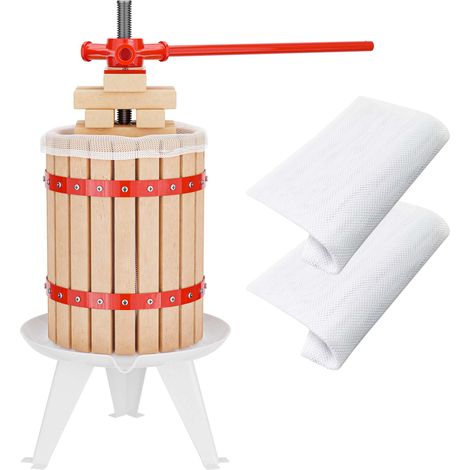 Wiltec Obstpresse 18L Maischepresse mit 3 passenden Presstüchern Weinpresse aus Holz Apfelpresse Saftpresse