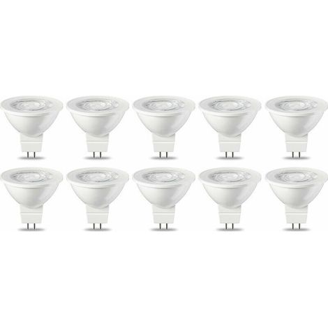 Lot de 10 ampoules LED GU5.3 MR16 5 W Blanc chaud non dimmable, 220 V [Classe énergétique G] (1/5)