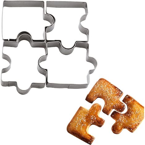 Emporte-pièces Puzzle 4 Pièces - Pour Biscuits et Fondant, Découpe Créative Jeu et Cuisine (1/5)