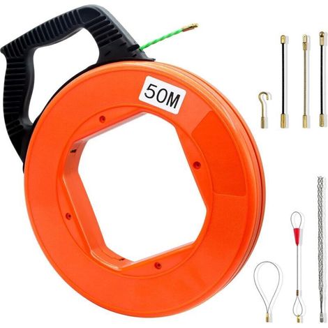 Tire Fils Aiguille Electricien 50m,4.5mm Tire Cable Aide au Tirage de CâBle en Fibre de Verre, Design en Spirale avec 7 Ressorts de Guidage, pour Travaux éLectriques Et TéLéCommunications (1/4)