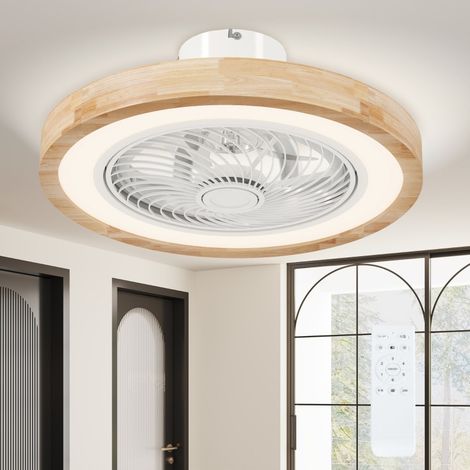 REDOM Ventilatore con luce da soffitto Ø50x22.5 cm con luce LED, 6 velocità, motore reversibile, legno naturale