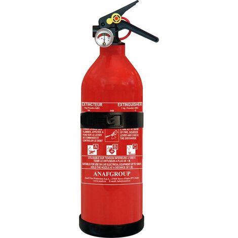 Extincteur à pression permanente à poudre ABC avec manomètre 1kg ANAF - 16454