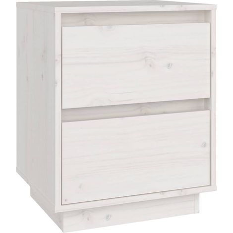 Table de chevet Blanc 40x35x50 cm Bois de pin solide (1/5)