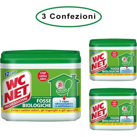 Wc net fosse biologiche professionale 3 confezioni da 12 capsule 216 gr