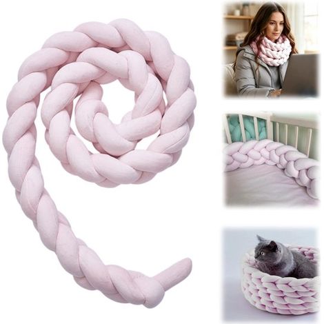 Bandes tressées de protection 1 m x 12 cm - rembourrage pour lit bébé, rose (1/5)