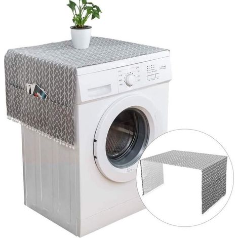 130 x 55 cm Housse de Protection pour Réfrigérateur avec Poches de Rangement,Couvercle Anti-poussière pour Machine à Laver,Housse de Machine à Laver,Housse de Protection de Machine à Laver (1/5)