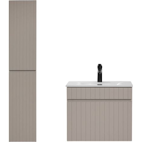 Ensemble meuble vasque à encastrer + colonne - 60 cm - Emblematic Cashmere - Livraison gratuite