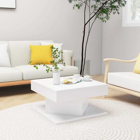 Table basse carrée blanche en bois d’ingénierie 57 x 57 x 30 cm - PANGIVO (1/5)