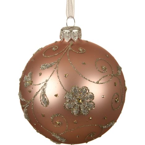 Pallina di Natale in vetro oro-rosa Ø8 cm
