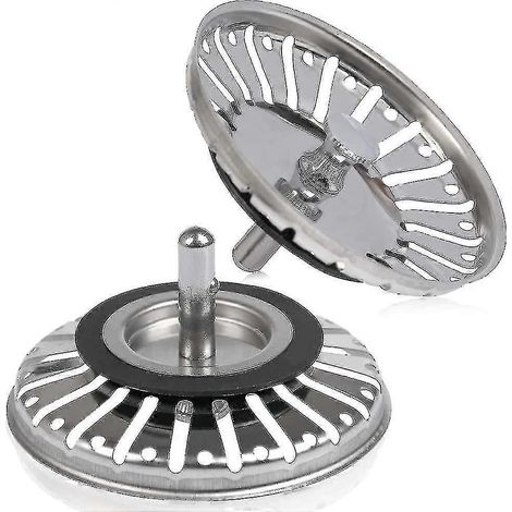 1 filtre de vidange d'évier de cuisine en acier inoxydable et caoutchouc (1/5)