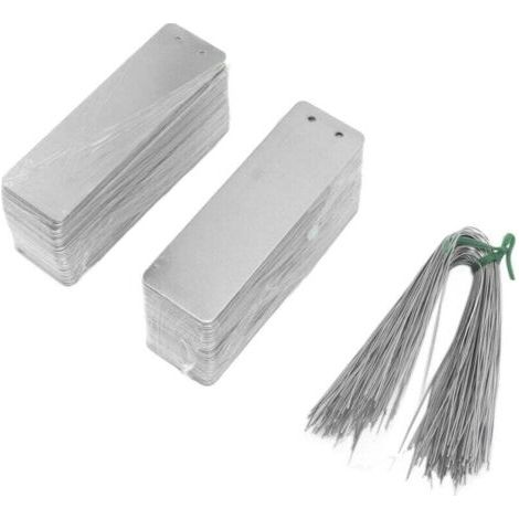 Etiquettes double face pour plantes suspendues en aluminium - Étiquettes inscriptibles pour plantes de jardin et d'extérieur, Lot de 100 (1/4)